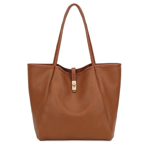 TANTOMI Tote Bag for Women Vegan Leather Purses and Handbags Ladies Waterproof Big Shoulder Bag for Travel - color: A-brown