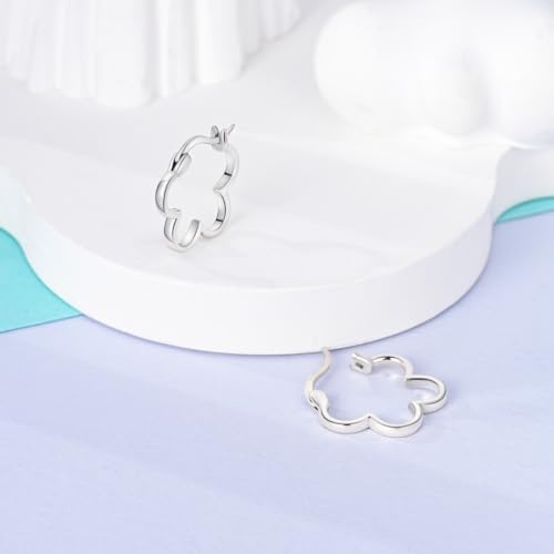 NARMO 925 Sterling Silver Hoop Earrings for Women Hypoallergenic Lightweight Simple Huggie Hoop Earrings Twisted Hoop Earrings Colorful Cubic Zirconia Hoop Earrings Rainbow Hoop Earrings - color: Flower Shaped