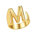 FindChic Customizable Initial Ring Statement 18K Gold Plated Fashion Cuff Rings for Women Alphabet Letter A to Z Resizable Knuckle Ring (with Gift Box) - color: M
