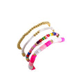 Caiyao Bohemia Multilayer Heart Imitation Pearl Beaded Stackable Bracelets Set Colorful Surfer Heishi Clay Gold Beads Stretch Bracelets for Women Men Summer Beach Boho Vacation Jewelry Gifts - color: Z-mix