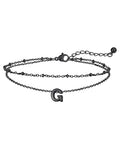 FaithHeart Initial Ankle Bracelets for Women, Waterproof 14k Gold Plated Initial Anklets Non Tarnish Stainless Steel Cute Layered Anklet Summer Beach Jewelry - color: Black, size: Initial G