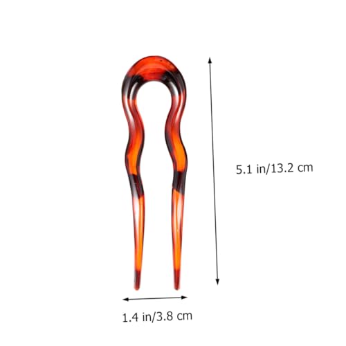 CLISPEED 3pcs Leopard Print U-shaped Hair Forks Hairpins Set Resin Double-prong Hair Pins for Vintage Chinese Style Clips for Brides and Updo