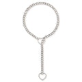 Heart O-ring Slip Chain Necklace For Women, Handmade Punk Gothic Cuban Necklace Jewelry Adjustable Lariat Y-Necklace - color: Silver, size: 29"