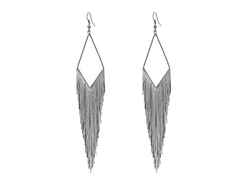GUESS Basic Fringe Linear Drop Earrings - color: Hematite