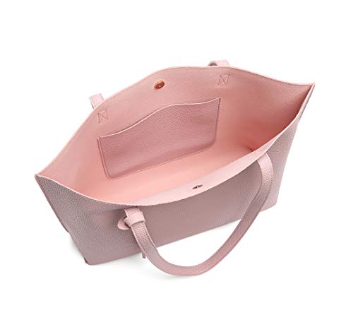 Dreubea Women's Soft Faux Leather Tote Shoulder Bag from, Big Capacity Tassel Handbag - color: Baby Pink