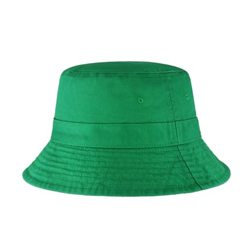 Hot Summer Bucket Hat - Trendy Cotton Sun Hat for Beach, Golf, Fishing - Fun Outdoor Vacation Boonie for Men and Women - color: Kelly Green