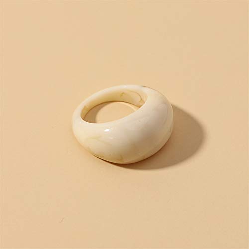 Set Resin Colorful Wide Thick Dome Knuckle Finger Stackable Joint Ring Retro Acrylic Transparent Vintage Jewelry Party Elegant Handmade Gift Diameter 18mm Stylish Bold - color: milky white