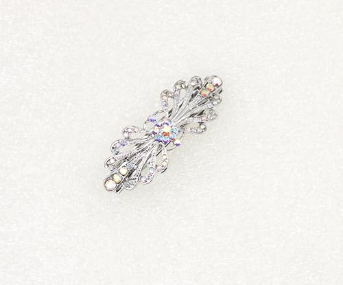 Faship Gorgeous AB Rhinestone Crystal Small Mini Floral Hair Barrette Clip - color: AB