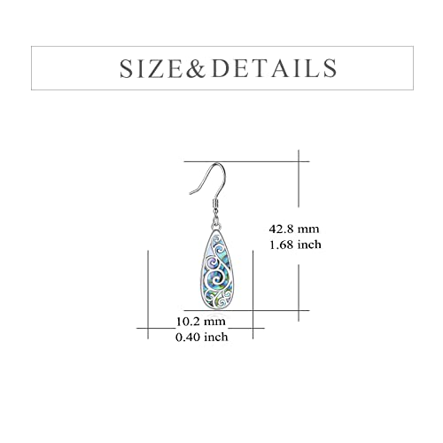 TIGER RIDER Abalone Shell 925 Sterling Silver Dangle Earrings Lightweight Filigree Dangle Drop Earrings for Women - style: Abalnoe