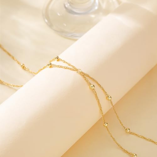 CHESKY Waist Beads for Women, Dainty 14k Gold Plated Waist Chain Beach Accessories Cute Belly Chain Body Chain Gold Chain Belts for Women Summer Beach Jewelry for Womens Gifts Rave Outfits for Womens - style: wave waist beads