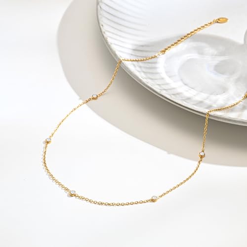KSF Gold Lariat Necklace for Women Y Shaped Layered CZ Drop Chain | Y shaped necklace; Layered CZ detail; Long lariat style; Gift for her - color: Gold-27