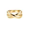 Cross Ring 14K Gold Plated 925 Silver with CZ, Stackable Rings - color: Intertwined 14K Gold, size: 6
