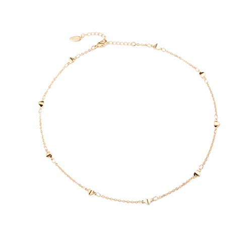 Gold Choker Necklaces 14K Gold Plated/Silver Disc Choker Necklaces Dangling Star Heart Pendant Necklaces Summer Beach Boho Necklaces Aesthetic Necklace Gift for Women - color: Gold heart