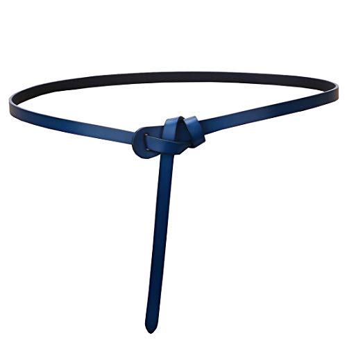 shengweiao Women's Adjustable Leather Belts Fashion Skinny Waist Strap - color: Blue, size: Small