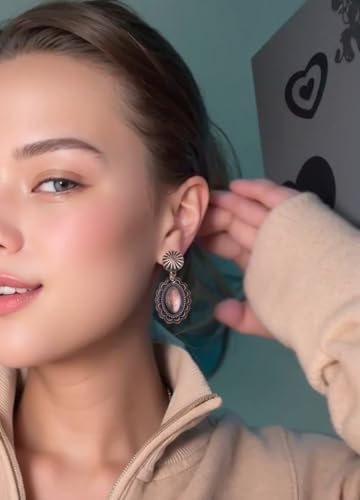 Rustic Couture's Western Earrings for Women Cowgirl Country Concho Dangling Western Statement Jewelry - color: A-Bronze
