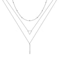 Turandoss Gold Layered Necklaces for Women - 14K Gold Plated Handmade Multilayer Bar Pearls Coin Disc Moon Butterfly Medallion Adjustable Dainty Layered Choker Necklaces for Women Jewelry - style: 3PCS Silver - Chain&Triangle&Bar