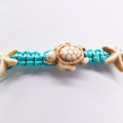 Boho Turtle Anklets Bracelets Blue Starfish Summer Beach Waterproof Barefoot Sandals Jewelry for Women