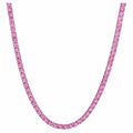 Savlano 18K Gold Plated Cubic Zirconia Round 4.5MM Classic Tennis 18 Inches Chain Necklace For Women & Men Comes With a Gift Box - color: White Gold-Pink CZ