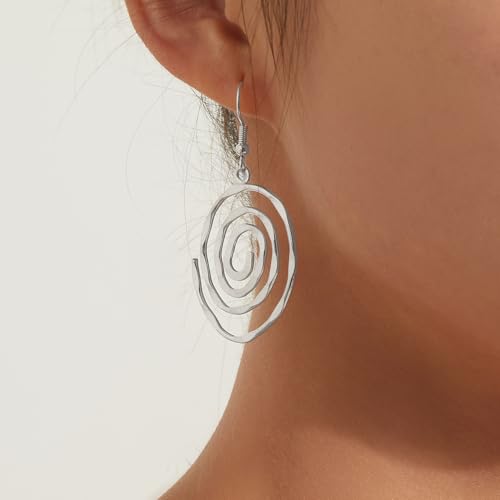Boho Teardrop Earrings, Handmade Copper Bohemian Earrings, Dangle Antique Ethnic Jewelry for Women - color: Silver vortex