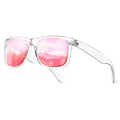 KALIYADI Womens-Sunglasses Polarized-Sunglasses for Women: Retro Trendy Sun Glasses With UV400 Protection for Driving Travel - color: Z03-bright Transparent Frame Sakura Powder Lens