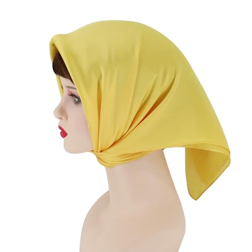 vimate Head Scarf for Women Hair 27'' Square Satin Silk Feeling Bnadana Neck Scarf Handbag Accessories Etc - color: C86#. Yellow