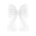 Large Hair Bow Clips for Women, White Bow Hair Barrettes with Long Tail French Hair Ribbon Clips Hair Accessories for Girls (White) - color: White