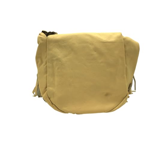Women’s Genuine Leather Crossbody Belt Bag with Fur Fringe, Braided Bead Handcrafted Design, Clip-On Hip Fanny Pack with Jeans Loop, (J2400LB, Beige) - color: J2400LB-Beige