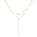 14K Gold Plated Layered Lariat Necklace for Women - Waterproof Non-Tarnish Dainty Gold Chain Necklace, Long Boho Statement Jewelry for Wedding, Prom, Summer Vacation Gifts - color: Layered CZ Y Necklace-Gold