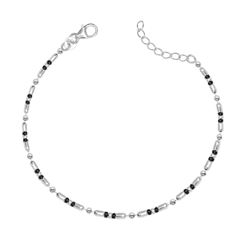 LeCalla 925 Sterling Silver Bracelets for Women | Women’s Link Bracelets | Italian Bead Ball Chain Bracelet | Mother's Day Birthday Anniversary Fashion Jewelry Gift for Women - color: Oval and Round Bead Ball