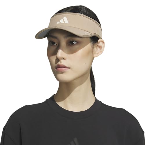 adidas Women's Superlite Visor – Lightweight Moisture-Wicking Running Tennis Hat - color: Chalky Brown/White/3