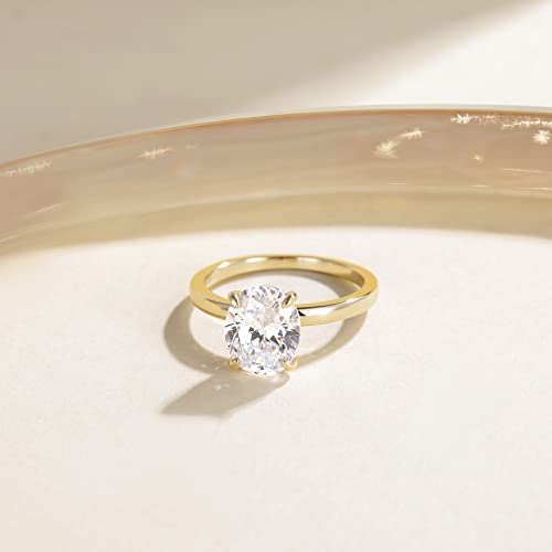 EAMTI 3CT 925 Sterling Silver Engagement Rings Oval Cut Solitaire Cubic Zirconia CZ Wedding Promise Rings for Her Wedding Bands for Women Size 3-11 - color: Sterling Silver-GOLD