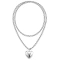 TEN MIRO 16k Gold Plated Chunky Gold Plated Necklace for Women Non Tarnish, 36'' /92cm Long Chunky Heart Necklace layered Puffy Heart Necklaces Long Thick Pendant Bold Statement Necklaces for Women Trendy - style: Chunky silver plated heart necklace
