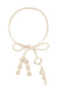 TeeYee Women Girls Multi Colors Braided Waist Tie Belt/Rope/Chain with Tassel Fringe Wrap Cloth Belts for Ladies Dress Pants - color: 286beige