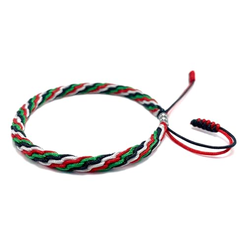 LAMIBEE Country Pride, Country Flag Code Bracelet, Protection and Lucky Sufer String Bracelet, Tibetan Wrist Wrap Bracelet, Boho Style Rope Bracelet for Women, Men, String Thread Bracelets - color: Palestine Bracelet