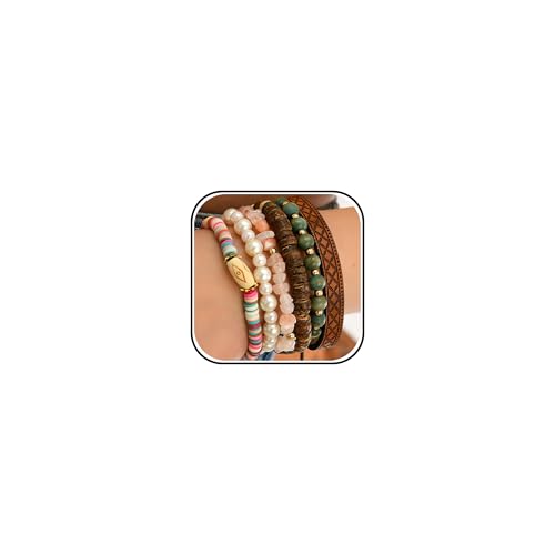 Long tiantian Western Turquoise Beaded Bracelet Set for Women Stackable Cowgirl Bracelets Boho Concho Jewelry Country Concert Rodeo Outfit Accessories Gifts - color: E3:western wooden dress