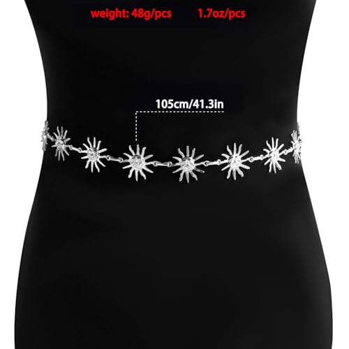 Gold Star Waist Chain Belt for Women Boho Sun Starfish Bikini Jewelry Festival Rave Outfits Waterproof Belly Body Chain - style: Sliver Sun