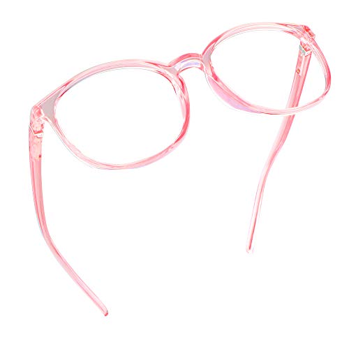 LifeArt Round Blue Light Blocking Glasses, Computer Glasses, Gaming Glasses, TV Glasses for Women Men (Clear Pink, No Magnification) - color: 11_days_clear Pink, size: +0.00(No Magnification)