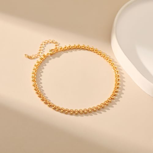 Yumikoo 18k Gold Plated Anklet Ankle Bracelets for Women - style: Gold beads string