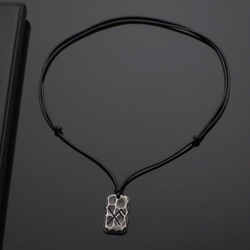 Ankiyabe Stainless Steel Norse Viking Rune Pendant with Adjustable Braided Rope Good Luck/Love/Strenght/Health Viking Symbol Necklace for Men Women - color: GOOD LUCK