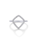 PAVOI 14K Gold Plated Two Toned Mixed Metals Diamond-Shaped Geometric Ring for Women with Cubic Zirconia | Statement Ring - color: White Gold, size: 6