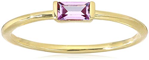Amazon Essentials 18K Yellow Gold Plated Sterling Silver Cubic Zirconia Fashion Stackable Ring - color: Alexandrite Purple,June, size: 7