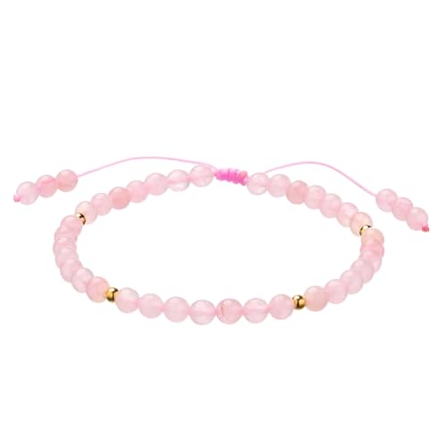 Softones 6mm Natural Stone Anklet for Women Gemstone Ankle Bracelets for Women Healing Energy Crystal Anklets Adjustable(8.5-10 Inches) - color: Rose Quartz