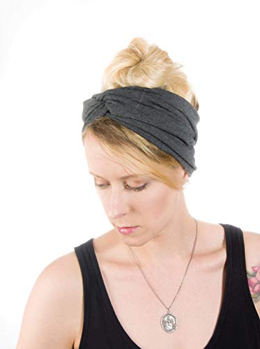 Twist Headband Extra Wide Scrunch Turban (Dark Heather Grey) - color: Dark Heather Grey