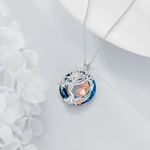 YFN Tree of Life Necklace Sterling Silver Crystal Jewelry Graduation Birthday Gifts for Women - color: Violin