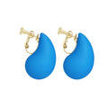 14K Gold Clip On Earrings Women,Teardrop Chunky Detachable Hoop Clip-On Earrings for Non Pierced Ears Hypoallergenic Lightweight Earring Clips - color: Blue