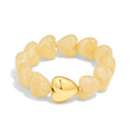 Multicolor Chunky Beaded Bracelet for Women Bold Acrylic Resin Stretch Bracelet Summer Beach Statement Bracelets Trendy Elastic Bangle Jewelry - color: Heart bracelet-cream white