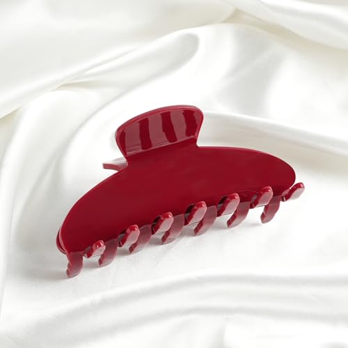 MAORULU Cute Claw Clip for Women – 4.3'' Large Acetate Hair Clips for Thick Thin Curly Long Hair, Durable Hair Clamps Non-slip Jaw Clip, Strong Hold, Stylish French Design (Cherry Red) - color: Cherry Red