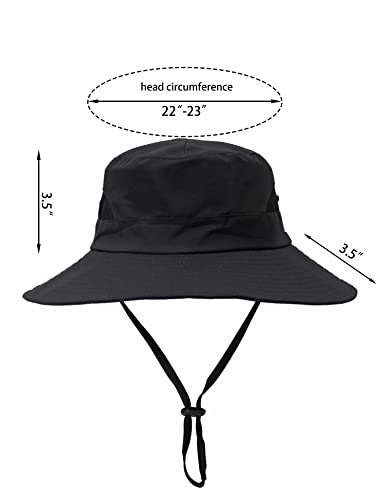 Womens Summer Sun Hat Beach Hat Wide Brim Outdoor UV Protection Hat Foldable Cool Mesh Ponytail Bucket Hat - color: Black