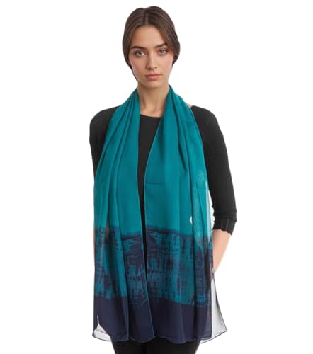 Xyueanlo Women's Chiffon Scarf Lightweight Scarves Fashion Elegant Floral Print Scarfs Shawls - color: Dark Green