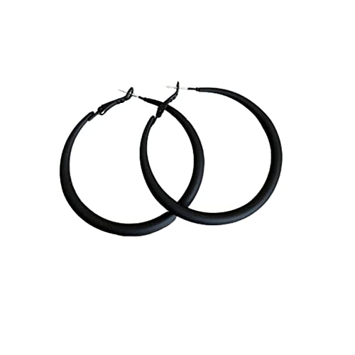 Colorful Matte Hoop Earrings 80s Hoop Earring Retro Earrings Neon Earrings Bright Fluorescence Round Hoop Earings for Women - color: black